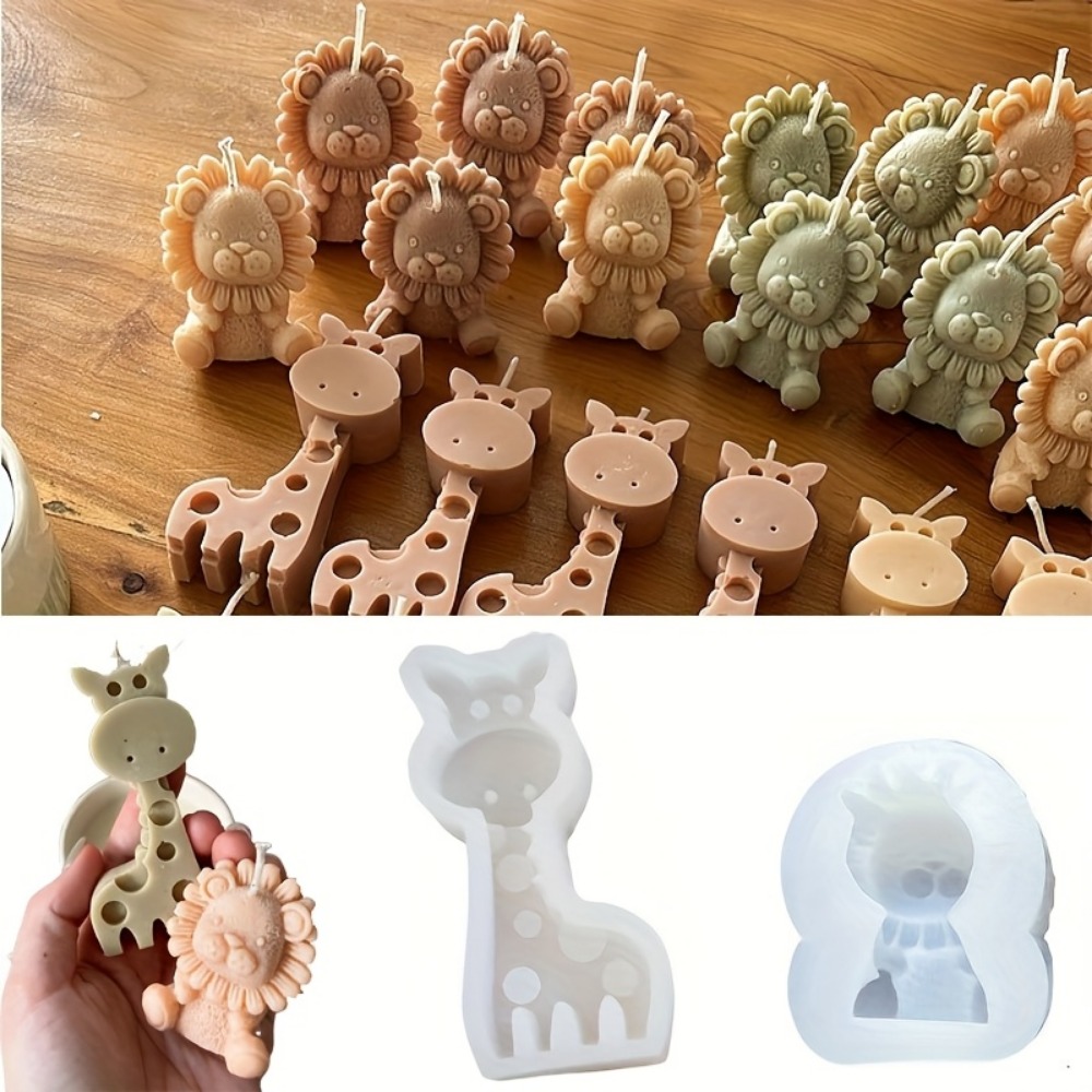 Candle Fragrance Supplies - Leeuw en Giraffe Siliconen Mal Schattig,